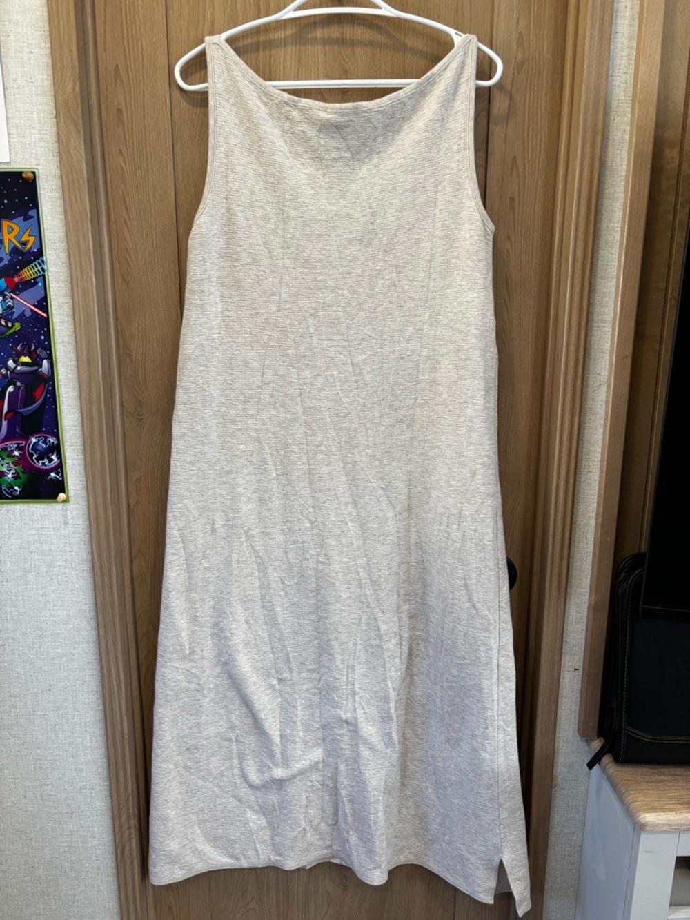 Eileen Fisher Ribbed Cotton Maxi Dress Size M Cream Quiet Luxury Beach Vacay